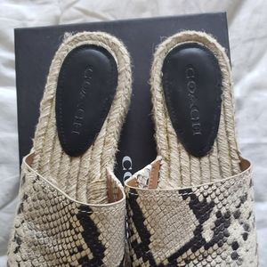 Coach Espadrille Slides, snake pattern Size 9